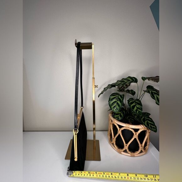 Vintage Charles Jourdan Black Suede Frame Bag Gold Hardware Clutch Leather Strap - Picture 10 of 10